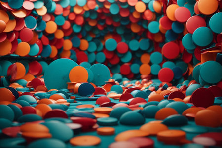 Colorful confetti background. 3d rendering, 3d illustration.の素材