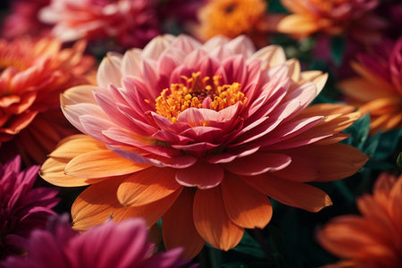 Colorful chrysanthemum flowers in the garden, stock photoの素材