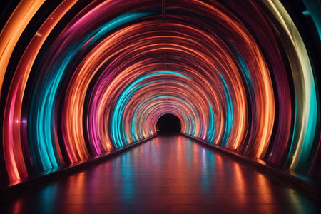 Colorful tunnel in the form of a tunnel. Abstract background.の素材