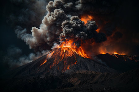 Volcanic eruption at Mount Etna, Sicily, Italy.の素材