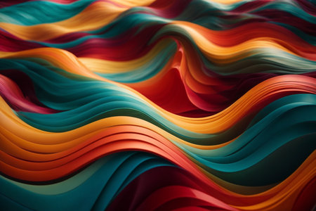 abstract background with colorful wavy lines, 3d render illustrationの素材