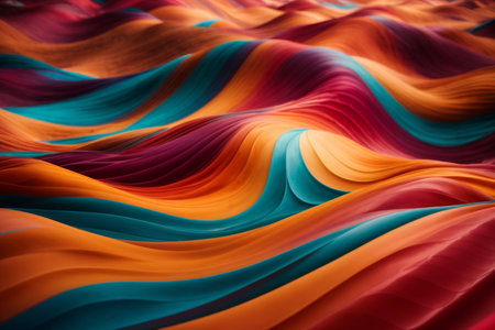 abstract background of colorful wavy fabric. 3d render illustrationの素材