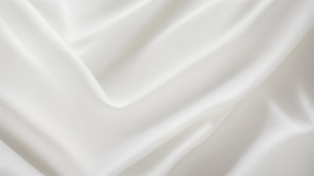Smooth elegant white silk or satin luxury cloth texture can use as wedding background. Luxurious background designの素材