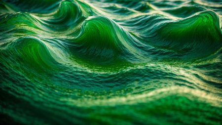 Green sea wave with ripples close-up. Nature background.の素材