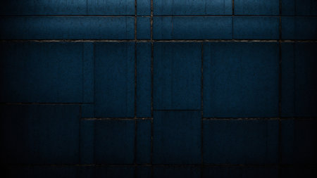 Dark blue brick wall background or texture. 3d render illustration.の素材