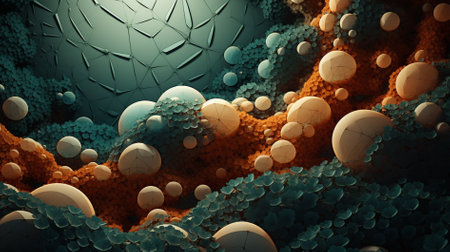 3d illustration of abstract geometric composition,digital art works.  background consists of fractal color texture and is suitable for use in projects on imagination, creativity and designの素材