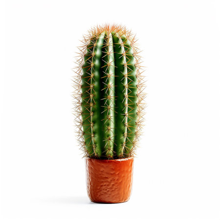 Cactus in a pot isolated on white background. 3d illustrationの素材