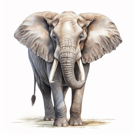 Elephant isolated on a white background. 3D rendering and illustration.の素材