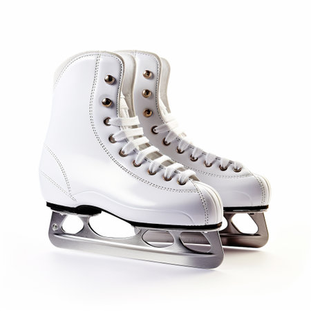 White ice skates on a white background. 3d rendering.の素材