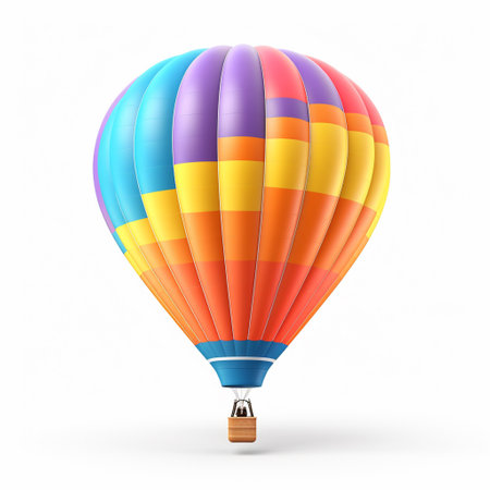 Hot Air Balloon on a white background. 3d Rendering.の素材