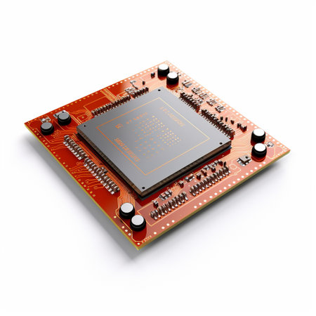 Circuit board isolated on a white background. 3d render.の素材