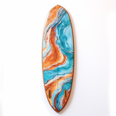 Surfboard isolated on a white background. 3d rendering.の素材