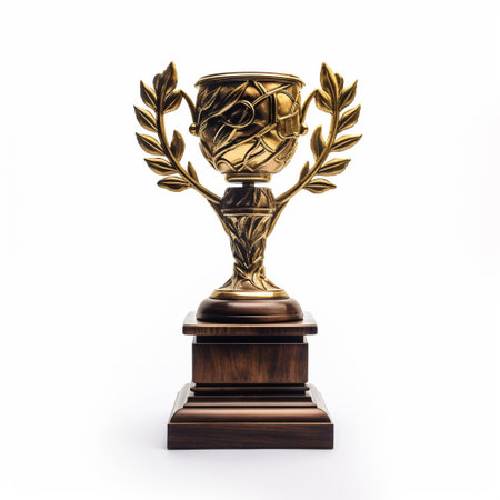 Bronze trophy cup isolated on white background. 3d illustration.の素材