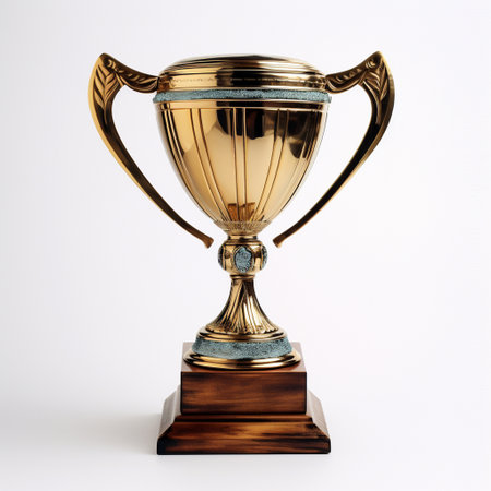 Trophy cup isolated on a white background. 3d illustration.の素材