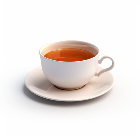 Cup of tea isolated on white background. 3D illustration.の素材
