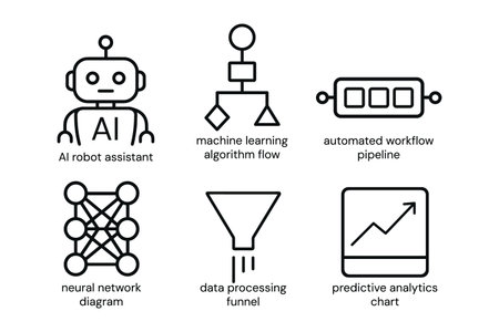 Artificial intelligence icons set. Thin line design. Vector illustration.のイラスト素材