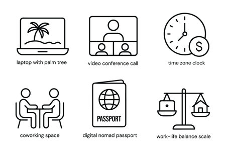 Set of thin line icons on the topic of travel. Vector illustrationのイラスト素材