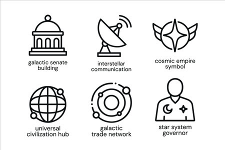 Vector set of outline icons on the theme of science and technology.のイラスト素材