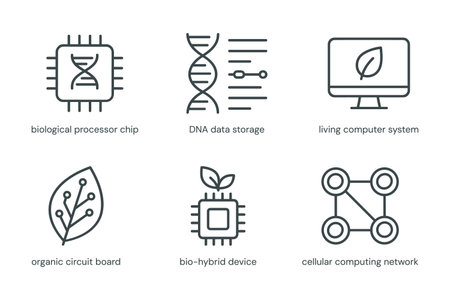 Set of linear icons of genetic engineering and biotechnology. Vector illustrationのイラスト素材