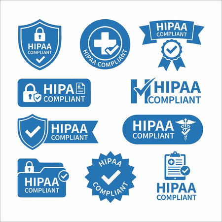 A comprehensive collection of HIPAA compliant  designs featuring various security symbols such as...