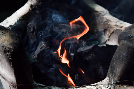 burning charcoalの写真素材