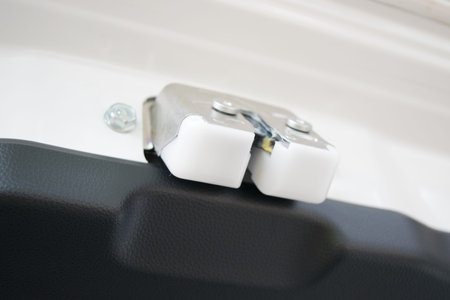 Car door lock parts inside of city vehicle