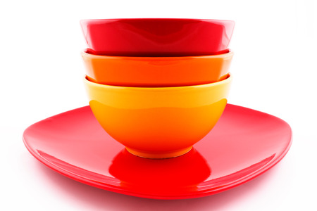 colorful bowls for foodの写真素材