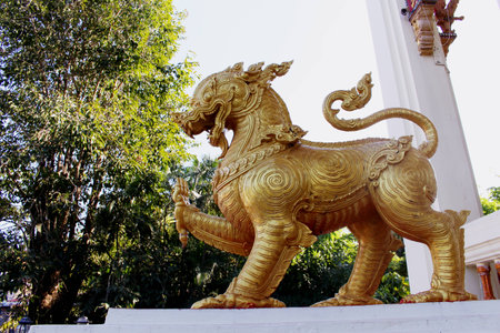 Thai style of golden dragon.の写真素材