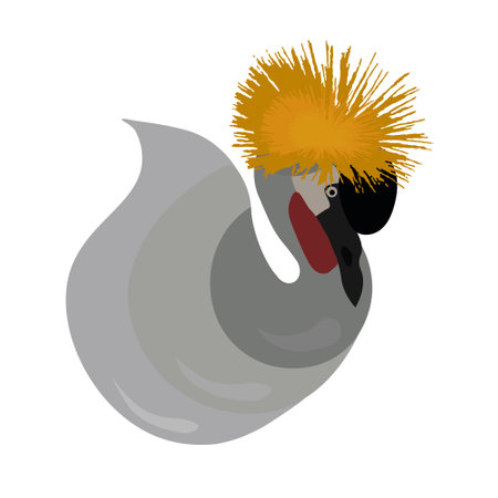 Grey crowned crane . Vector logo and icon.のイラスト素材
