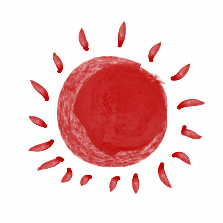 Red sun on white background.Illustration Vector eps10.のイラスト素材