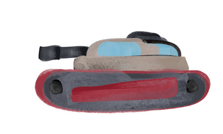 Tank isolated on white background. Body is painted with brushes for use in cartoon product design.Illustration.の写真素材