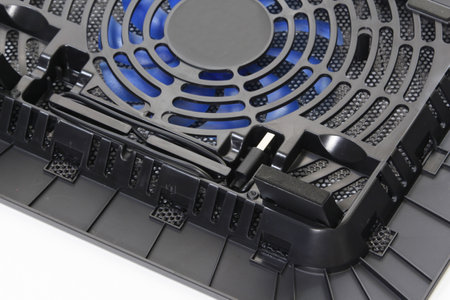 Close-up of a computer cooler, isolated on white background.の写真素材
