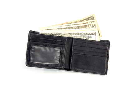 Money in wallet  on white background