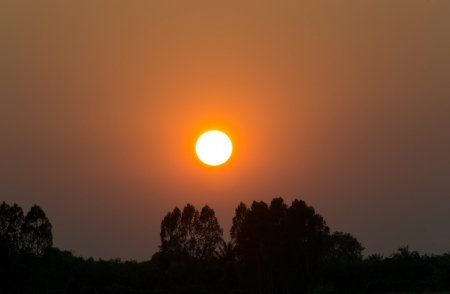 Sunset at Lam Pao Dam in thailandの写真素材