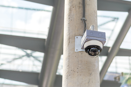 Security camera on the Concrete polesの写真素材