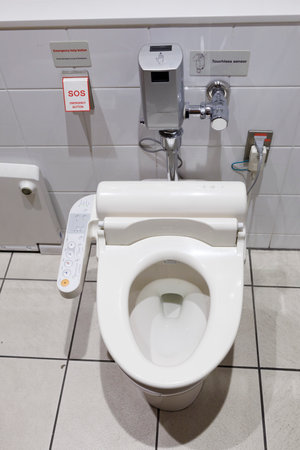 white Toilet bowl in the bathroomの写真素材