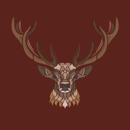 colorfull deer head badge designのイラスト素材