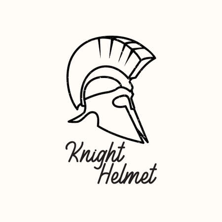 illustration of knight medieval helmet out line for inspirationのイラスト素材