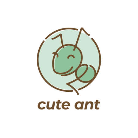 ant head cartoon one line design template on white backgroundのイラスト素材