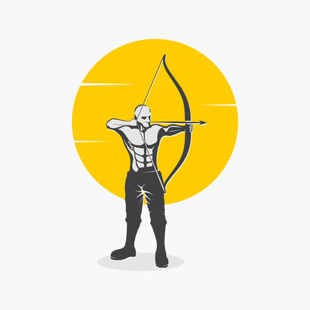 Illustration archer army logo design vector templateのイラスト素材