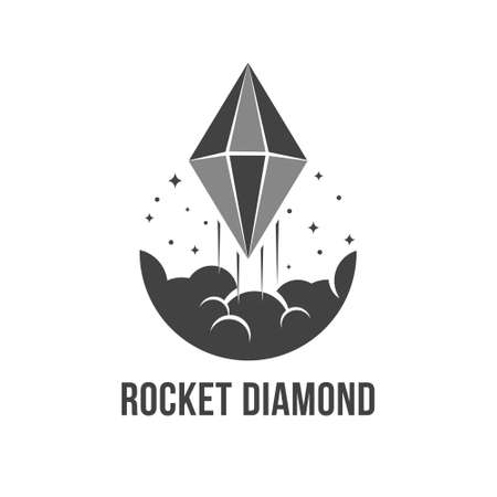 Rocket and diamond illustration logo template on white backgroundのイラスト素材