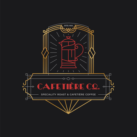 cafetiere art deco retro emblem inspiration templateのイラスト素材