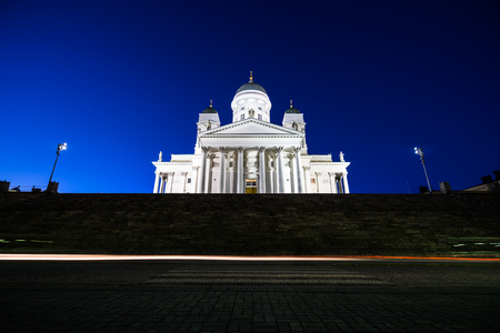 Helsinki Cathedral at duskの写真素材