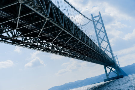 Akashi Kaikyo Bridge in a sunny day