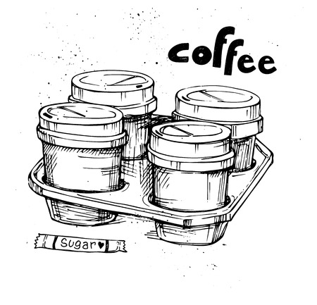 Hand drawn vector vintage illustration - Coffee to goのイラスト素材