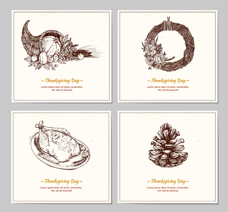 Hand drawn vector illustration - Thanksgiving day. Design cardsのイラスト素材
