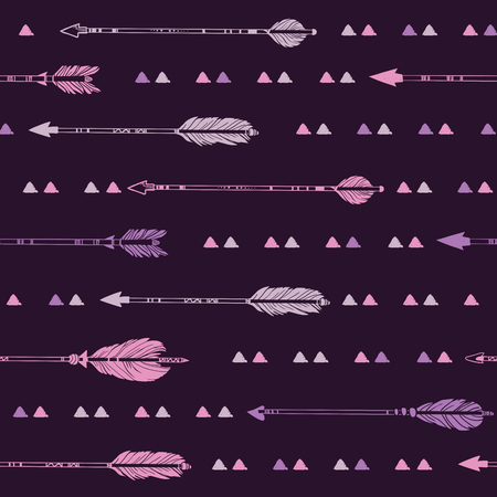 Hand drawn vector illustration. Seamless pattern with tribal arrows. Perfect for wallpapers, greeting cards, blogs, web page background and more.のイラスト素材