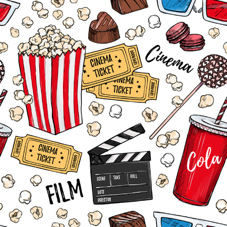 Hand drawn colorful pattern - Cinema collection.のイラスト素材