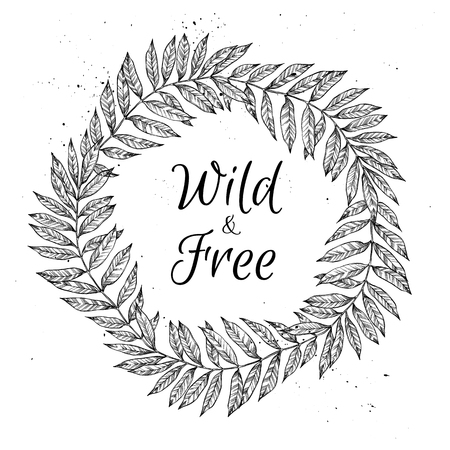 Hand drawn vector illustration - Laurel wreath. Design element. Perfect for wedding invitations, greeting cards, quotes, blogs, posters and moreのイラスト素材