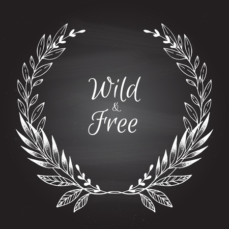 Hand drawn vector illustration. Vintage decorative laurel wreath. Tribal design elements. Perfect for invitations, greeting cards, blogs, prints and more.のイラスト素材